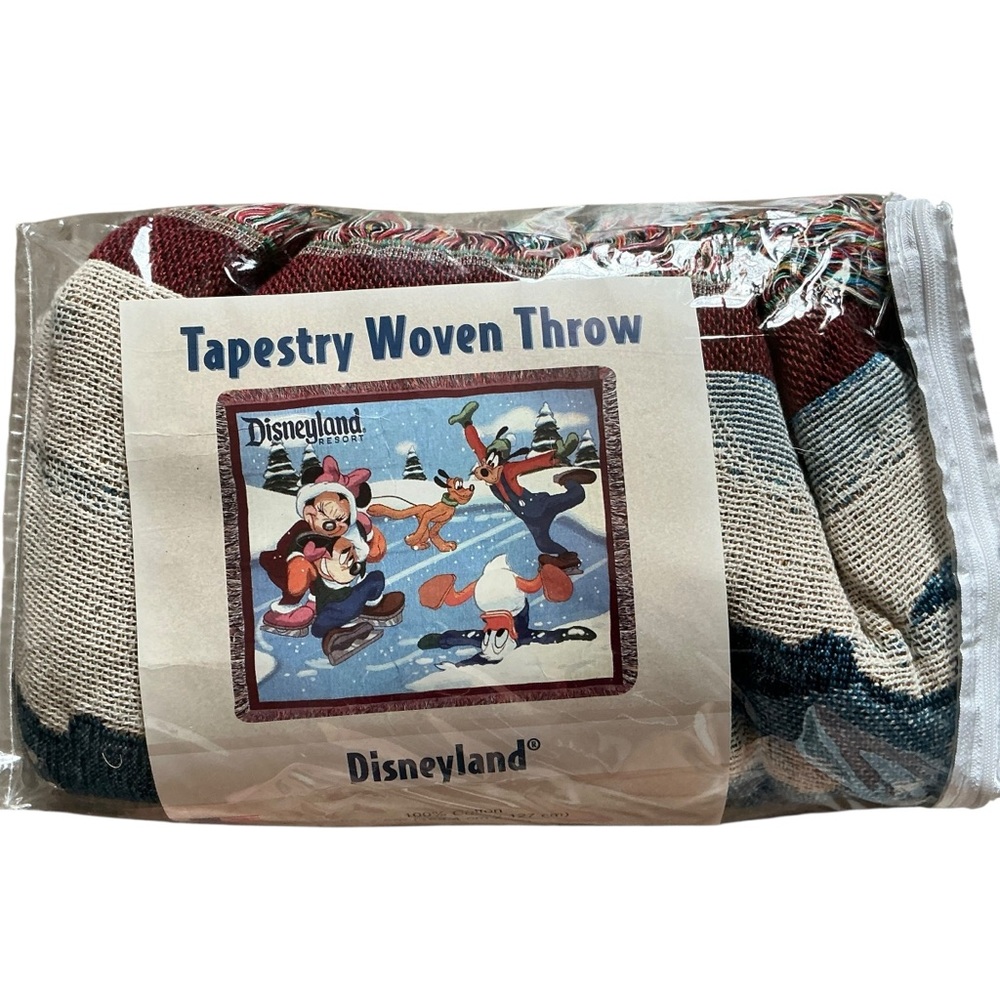 Disney world tapestry woven throw 60x50 skating Disney Goofy Pluto and friends